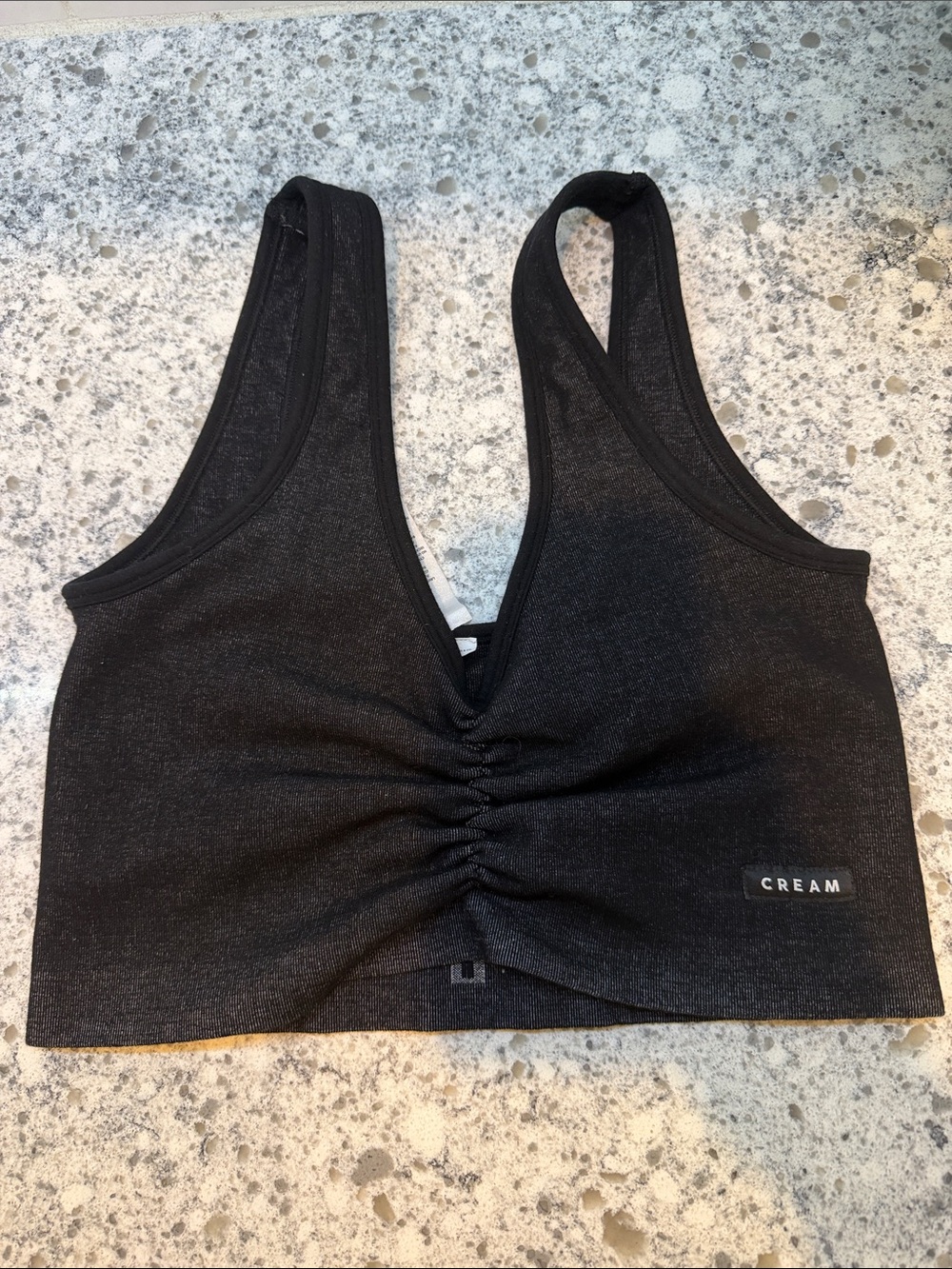 CREAM yoga Black Ruched Sports Bra